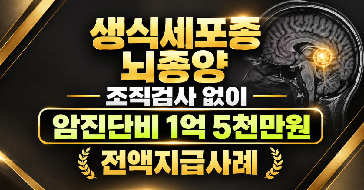 생식세포종 뇌종양 조직검사없이 암진단비 1억5천만원 전액지급사례.png